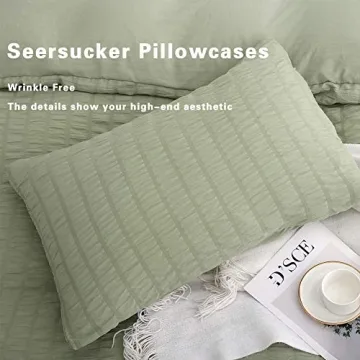 AveLom Green Duvet Cover Queen Set with Zipper Closure