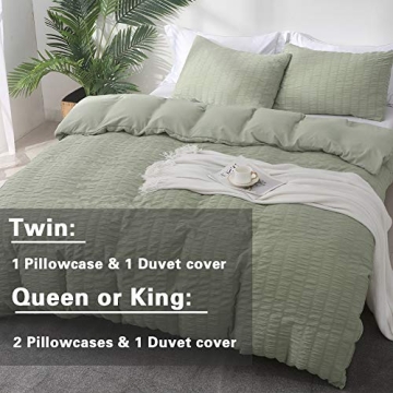 AveLom Green Duvet Cover Queen Set with Zipper Closure