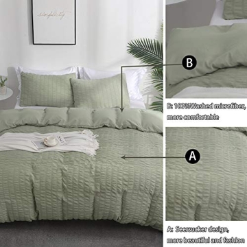 AveLom Green Duvet Cover Queen Set with Zipper Closure