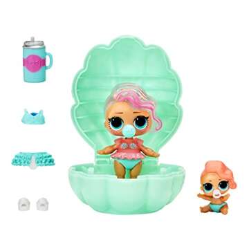 L.O.L. Surprise! Glitter Color Change Pearl Surprise (Turquoise) with 6 Surprises- Exclusive Collectible Doll & Lil Sister, Interactive Playset, Holiday Toy, Great Gift for Kids Ages 4 5 6+ Years Old