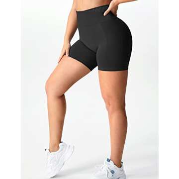 YEOREO Women Seamless Scrunch Workout Shorts High Waisted Intensify Running Gym Yoga Workout Black XS