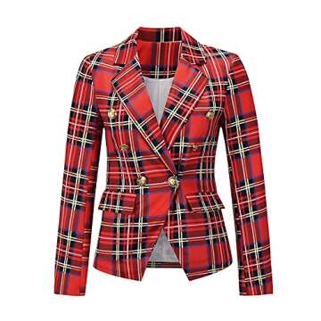 Stylish Women's Plaid Blazer Jacket for Work or Casual Wear