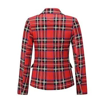 Stylish Women's Plaid Blazer Jacket for Work or Casual Wear
