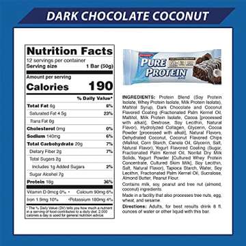 Pure Protein Dark Chocolate Coconut Bar, 12 Count