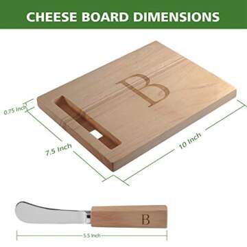 Miicol Wood Charcuterie Board, Monogram Cheese Board 10 Inch, Personalized Initial Cutting Board wit...