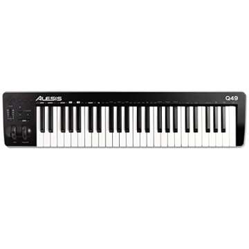 Alesis Q49 MKII - 49 Key USB MIDI Keyboard Controller with Full Size Velocity Sensitive Synth Action Keys and Music Production Software Included
