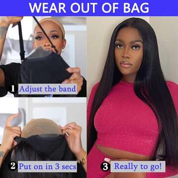 28 Inch Wear and Go Glueless Wigs Human Hair Pre Plucked Pre Cut for Beginners 6x4 HD Lace Closure W...