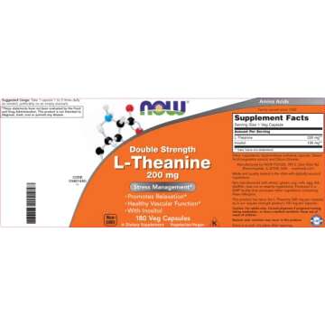 NOW Foods L-Theanine Double Strength 200 mg Veg Capsules - Enhanced