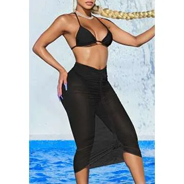 Ceuplon Women's Stylish Ruched Beach Cover Up Dress