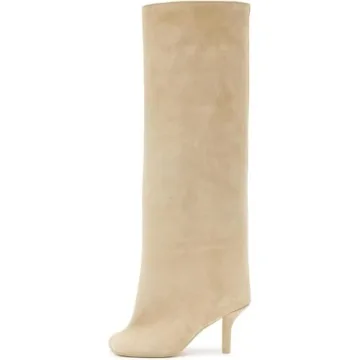 Trelako Knee High Boots Wide Calf Stiletto for Women