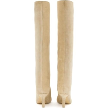 Trelako Knee High Boots Wide Calf Stiletto for Women