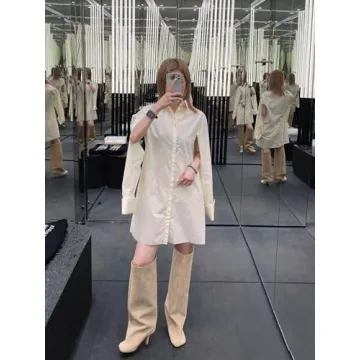 Trelako Knee High Boots Wide Calf Stiletto for Women