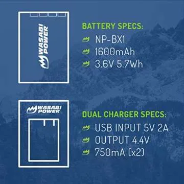 Wasabi Power NP-BX1 Battery Pack & Dual USB Charger
