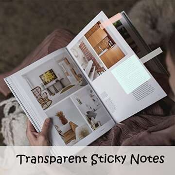 AWEELON Transparent Sticky Notes -450PCS Waterproof Clear Sticky Notes Tabs Set for Annotation Books Page Markers Index Bible Accessories Aesthetic School Study Supplies
