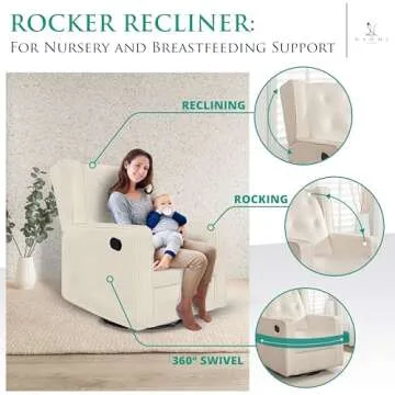 Naomi Home Ultimate Comfort Nursery Glider: Swivel Rocker Recliner for Nursing