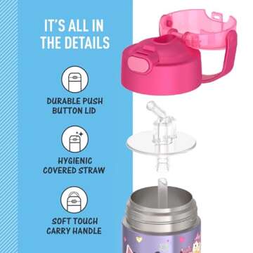 THERMOS FUNTAINER Water Bottle with Straw - 12 Ounce - Kids Stainless Steel Vacuum Insulated Water Bottle with Lid, Gabby’s Dollhouse