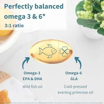 Igennus Pharmepa Complete EPA DHA rTG Omega 3 Fatty Acids 1000mg, High Potency Fish Oil Plus Omega 6 GLA Evening Primrose Oil, IFOS Certified, Lemon Flavor, 60 Softgels