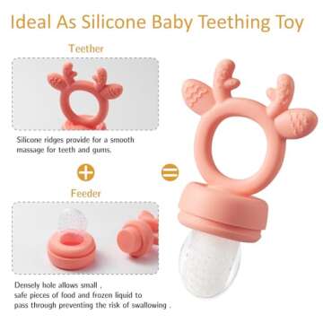 Powerwan Baby Fruit Food Feeder with Breastmilk Popsicle Molds,Teething Toys Silicone Teethers for B...