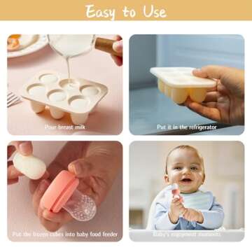Powerwan Baby Fruit Food Feeder with Breastmilk Popsicle Molds,Teething Toys Silicone Teethers for Babies 3-12 Months for Baby Feeding Gift