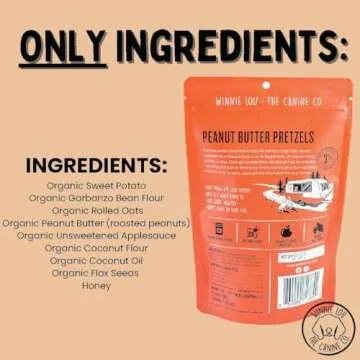 Winnie Lou Organic Peanut Butter Pretzels for Dogs - Healthy Treats