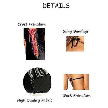 YKSH Sexy Casual Leather Lingerie Bodycon Dress Black