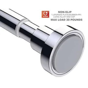 BRIOFOX Shower Curtain Rod 43-73 Inches, Never Rust and Non-Slip Spring Tension Rod for Bathroom, Polished 304 Stainless Steel