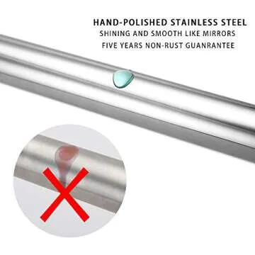 BRIOFOX Shower Curtain Rod 43-73 Inches, Never Rust and Non-Slip Spring Tension Rod for Bathroom, Polished 304 Stainless Steel