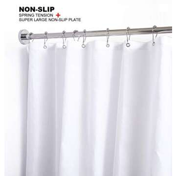 BRIOFOX Shower Curtain Rod 43-73 Inches, Never Rust and Non-Slip Spring Tension Rod for Bathroom, Polished 304 Stainless Steel