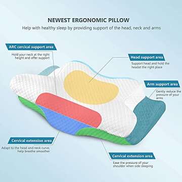 ZAMAT Adjustable Cervical Memory Foam Pillow, Odorless Neck Pillows for Pain Relief, Orthopedic Pillows for Sleeping with Cooling Pillowcase, Bed Support Pillow for Side, Back, Stomach Sleeper
