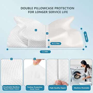 ZAMAT Adjustable Cervical Memory Foam Pillow, Odorless Neck Pillows for Pain Relief, Orthopedic Pillows for Sleeping with Cooling Pillowcase, Bed Support Pillow for Side, Back, Stomach Sleeper