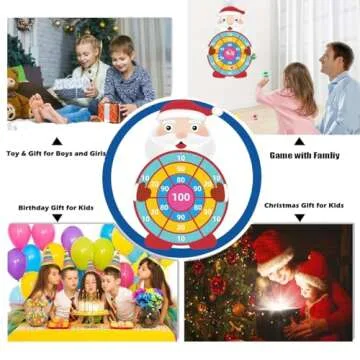 HONGID 30" Large Christmas Toys Gifts for Kids,Cute Santa Claus Dart Board with Sticky Balls,Christmas Decor Party Supplies Centerpieces,Christmas Games for families,Stocking Stuffers for Boys Girls