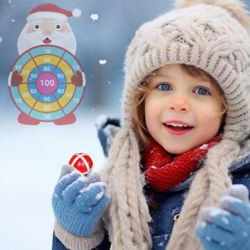 HONGID 30" Large Christmas Toys Gifts for Kids,Cute Santa Claus Dart Board with Sticky Balls,Christmas Decor Party Supplies Centerpieces,Christmas Games for families,Stocking Stuffers for Boys Girls