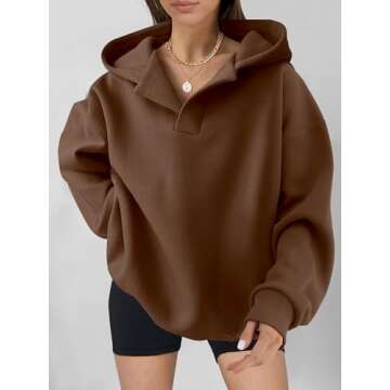 ANRABESS Womens Oversized Hoodies V Neck Sweatshirts Long Sleeve Pullover Casual Fall Teen Girls Pre...