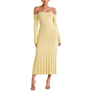 Chic Off Shoulder Bodycon Knit Dress for Women