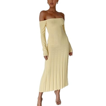 Chic Off Shoulder Bodycon Knit Dress for Women