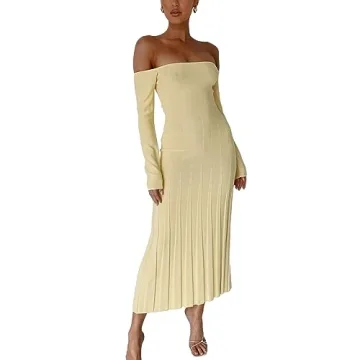 Chic Off Shoulder Bodycon Knit Dress for Women