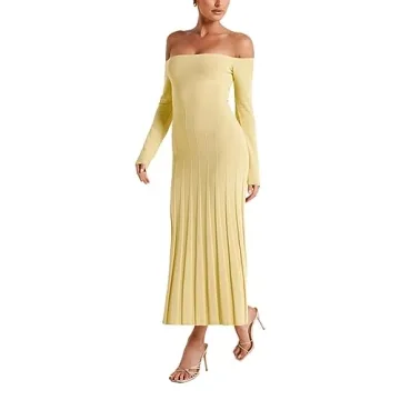 Chic Off Shoulder Bodycon Knit Dress for Women