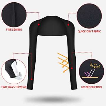 SATINIOR 4 Pairs Cooling Shawl Arm Sleeves with Finger Hole Anti-UV Arm Sleeves for Women Golfing Driving (Black), One Size