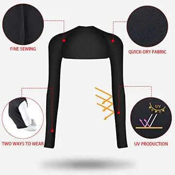 SATINIOR 4 Pairs Cooling Shawl Arm Sleeves with Finger Hole Anti-UV Arm Sleeves for Women Golfing Driving (Black), One Size