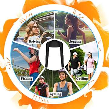 SATINIOR 4 Pairs Cooling Shawl Arm Sleeves with Finger Hole Anti-UV Arm Sleeves for Women Golfing Driving (Black), One Size