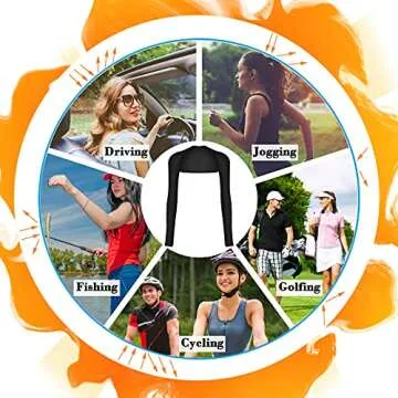 SATINIOR 4 Pairs Cooling Shawl Arm Sleeves with Finger Hole Anti-UV Arm Sleeves for Women Golfing Driving (Black), One Size