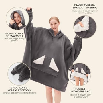Oversized Wearable Blanket Hoodie with Giant Pocket