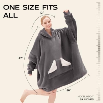 Oversized Wearable Blanket Hoodie with Giant Pocket