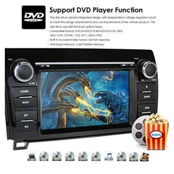 hizpo Wince System 7 Inch Touch Screen Car Radio for 2007-2013 Tundra/ 2008-2014 Sequoia Car Stereo DVD Player in Dash GPS Navigation Support Bluetooth/SWC/Mirrorlink with Free Backup Camera
