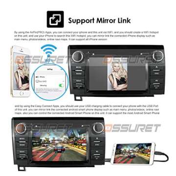 hizpo Wince System 7 Inch Touch Screen Car Radio for 2007-2013 Tundra/ 2008-2014 Sequoia Car Stereo DVD Player in Dash GPS Navigation Support Bluetooth/SWC/Mirrorlink with Free Backup Camera