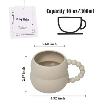 Koythin Ceramic Coffee Mug, Cute Creative Gourd Handle Cup Design for Office and Home, Dishwasher an...