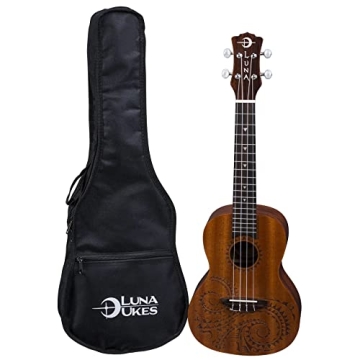 Luna Tattoo Concert Ukulele with Gig Bag for Beginners