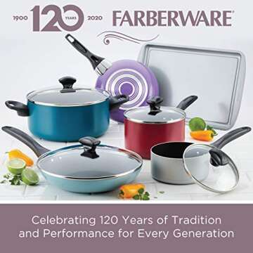 Farberware 15-Piece Dishwasher Safe Cookware Set
