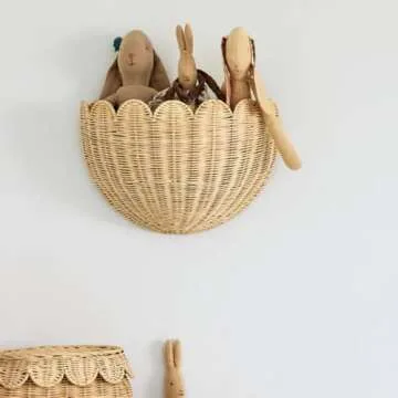 Stylish Scalloped Wicker Wall Baskets for Home Decor