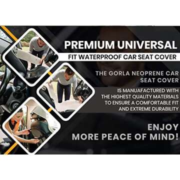 Gorla Gear Black Premium Universal Fit Waterproof Stain Resistant Car Seat Cover Neoprene Non-Slip Bucket Seat Dog Kid Protector Save Your Leather Cloth Seats Van Truck SUV Auto